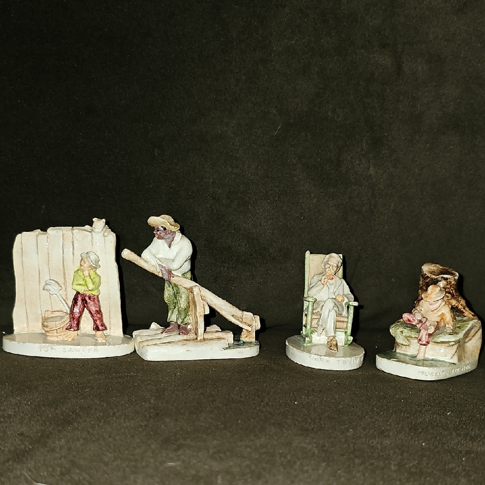 4 VINTAGE 1940's Sebastian Miniatures MCM Figurine Twain Finn Sculpture Decor